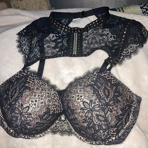 Victoria’s Secret high-neck push-up bra 38DD gold and diamond studded never worn